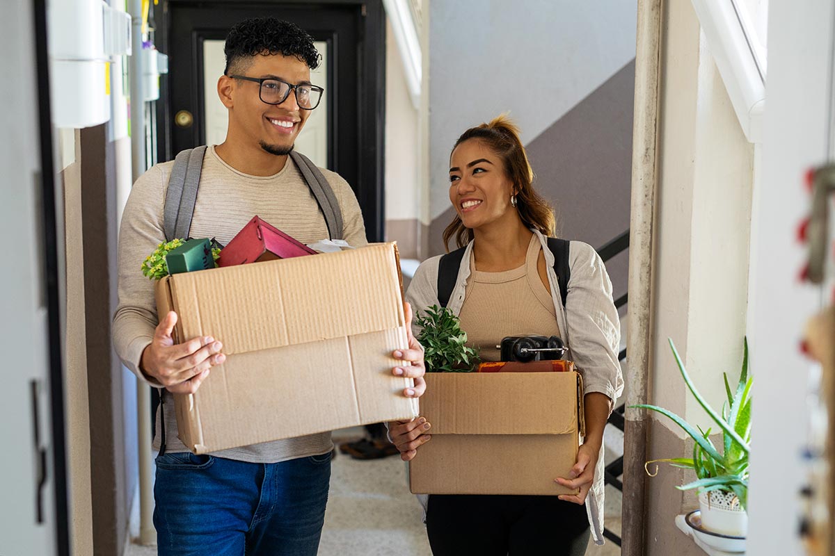 Students packing their dorm rooms.