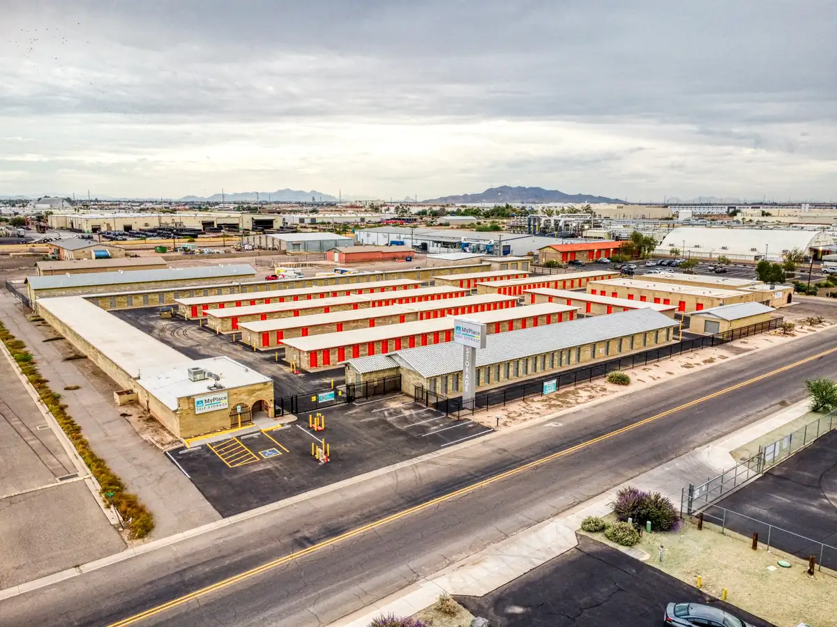 Aerial view of MyPlace Self Storage on N VIP Blvd in Casa Grande, AZ