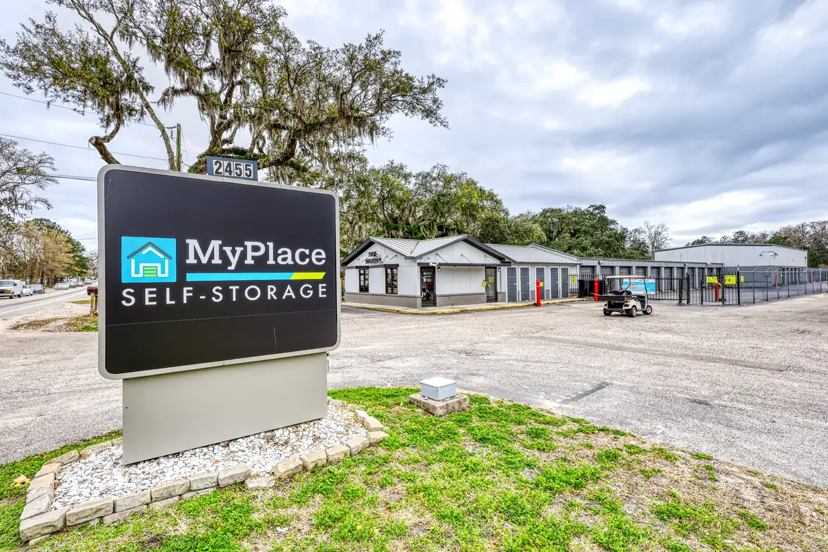MyPlace Self-Storage monument sign at 2455 Ashley River Road in Charleston, SC.