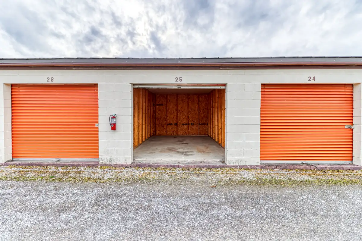 Open empty drive-up storage unit at MyPlace Self-Storage on Jack Miller Blvd in Clarksville, TN.