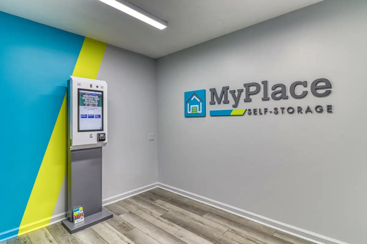 Rental Kiosk office interior at MyPlace Self-Storage on Jack Miller Boulevard in Clarksville.