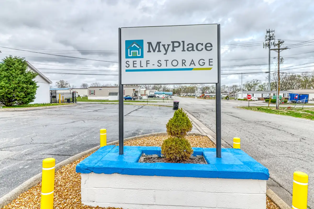 MyPlace Self-Storage monument sign on Collier Road in Clarksville, Tennessee.