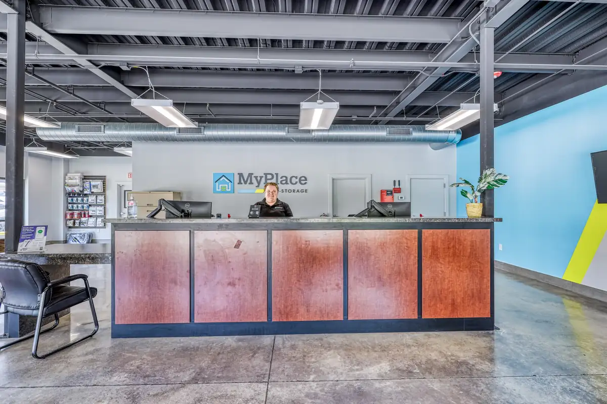 Indoor loading bay with protected access at MyPlace Self-Storage in Denton, Texas.