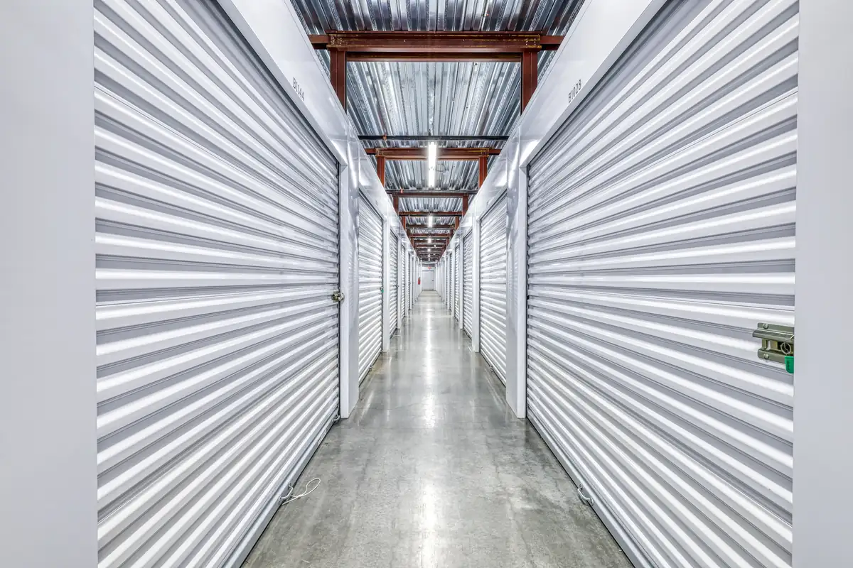 Interior corridor of climate-controlled storage units at MyPlace Self-Storage in Greenville, SC.