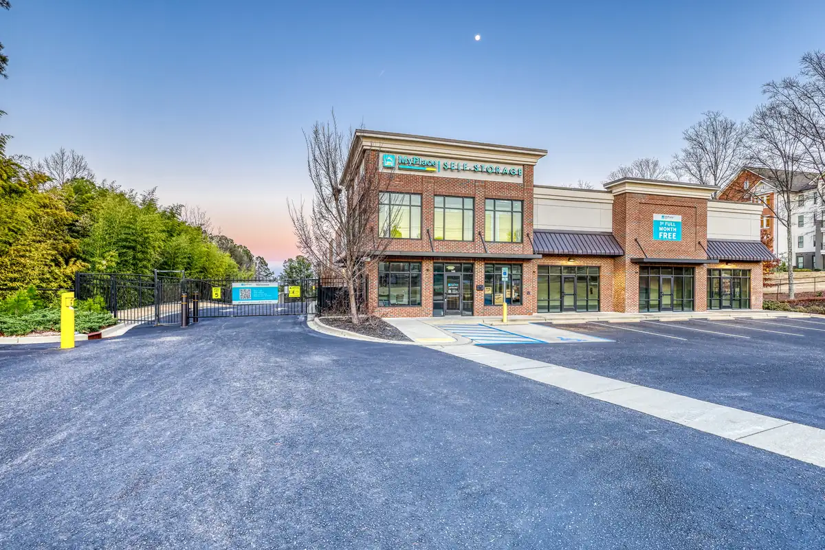 MyPlace Self-Storage building and paved drive at 345 Pelham Road in Greenville, SC.