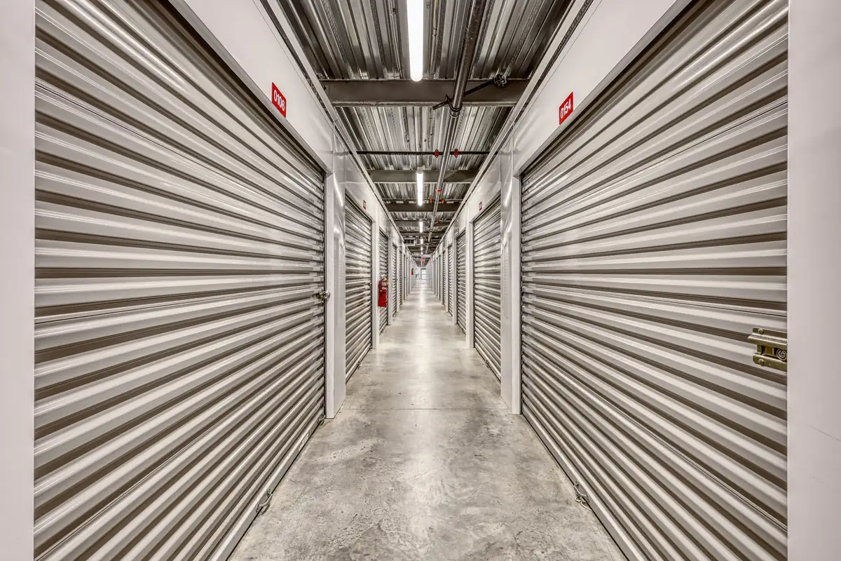 Interior corridor of climate-controlled storage units at MyPlace Self-Storage in Lexington, SC.
