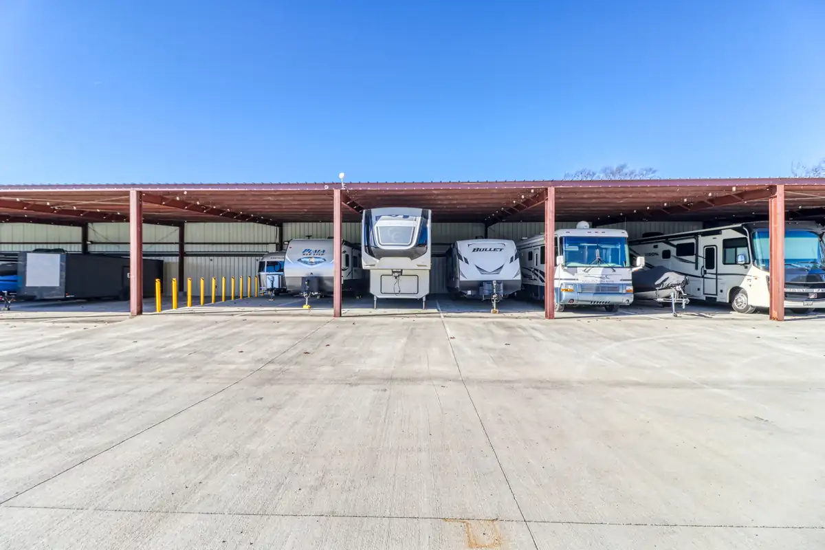 Covered parking spaces for RVs and boats at MyPlace Self-Storage in Murfreesboro, TN.