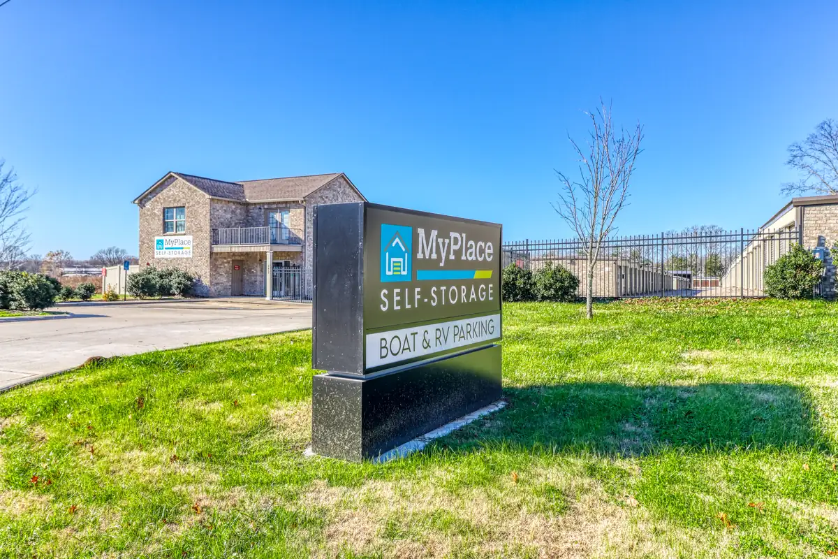 MyPlace Self-Storage sign and rental office at 7069 Leanna Central Valley Road in Murfreesboro, TN.