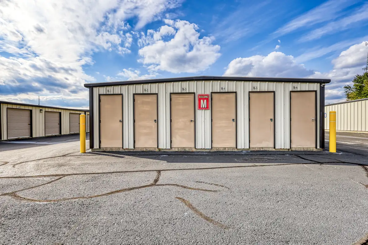 Wide drive aisle with room for moving trucks at MyPlace Self-Storage in Pensacola, Florida.