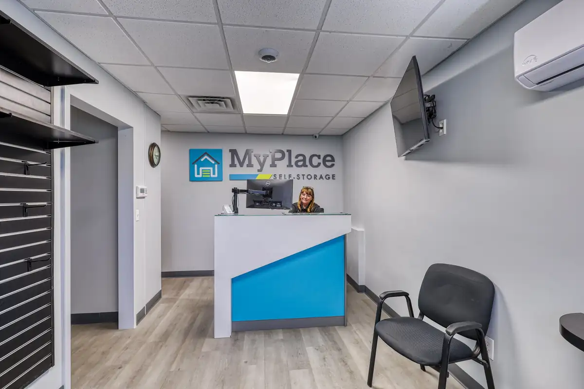 Rental office and front counter at MyPlace Self-Storage on W Navy Blvd in Pensacola.