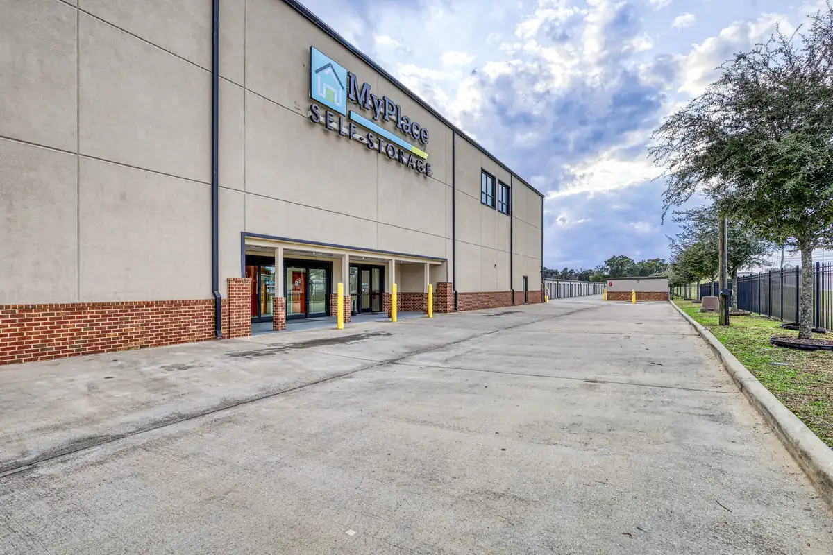 MyPlace Self-Storage main building and entrance drive on W Navy Blvd in Pensacola, FL.