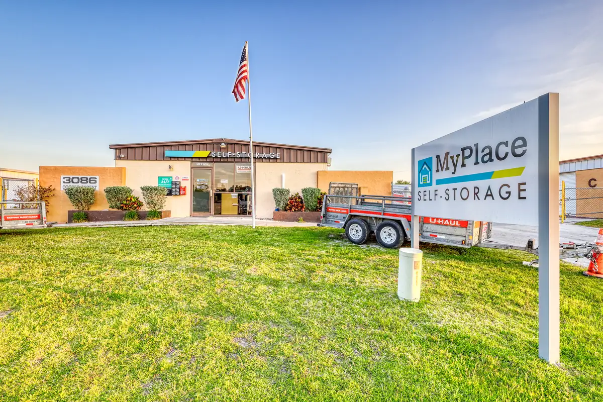 MyPlace Self-Storage sign and rental office at 3086 Cooper Street in Punta Gorda, FL.