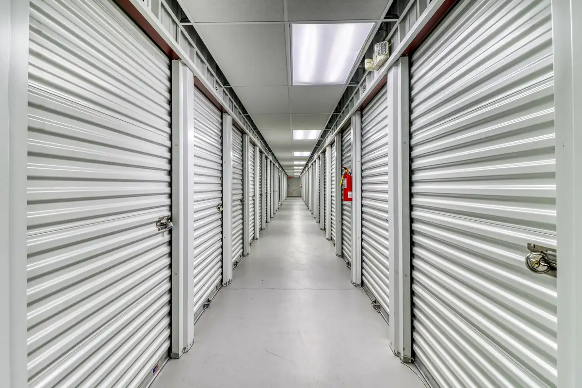 Interior corridor of climate-controlled storage units at MyPlace Self-Storage in Tallahassee, FL.