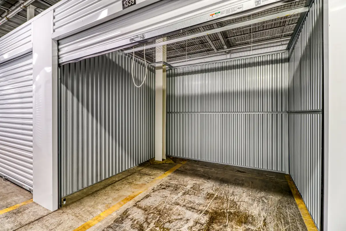 Open empty climate-controlled storage unit at MyPlace Self-Storage on N Fearing Blvd in Toledo, OH.