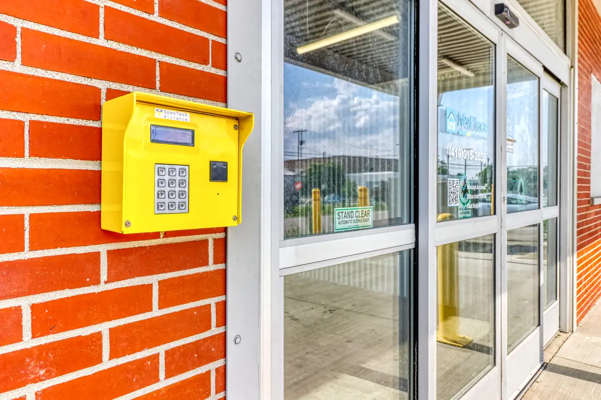 Keypad entry at the building doors of MyPlace Self-Storage on N Fearing Blvd in Toledo.