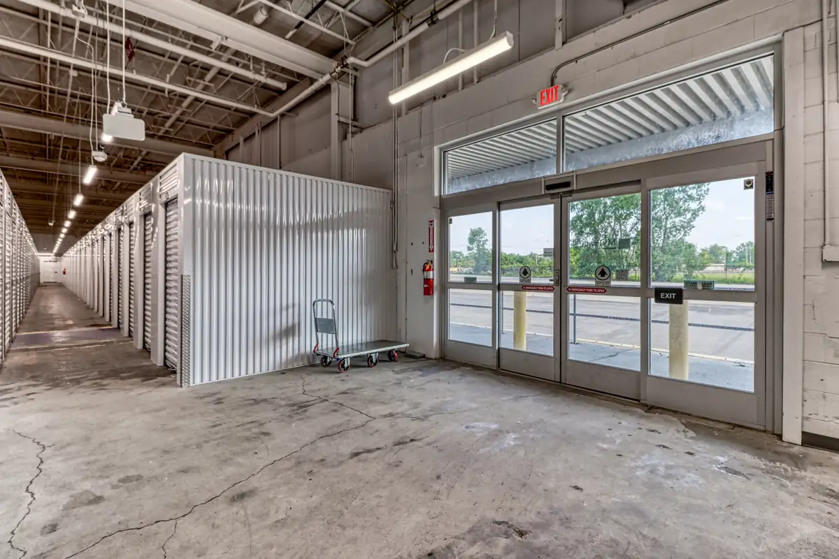 Indoor drive-in loading bay open to the street at MyPlace Self-Storage in Toledo, Ohio.