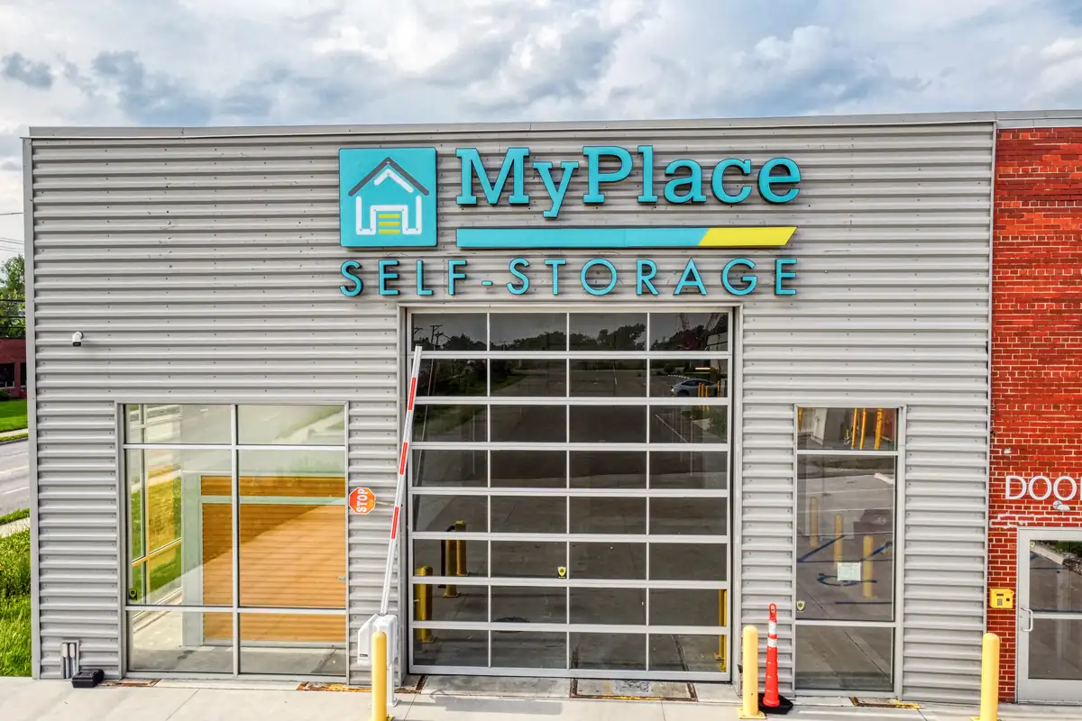 Drive-in entrance with overhead door at MyPlace Self-Storage, 60 N Fearing Blvd in Toledo, OH.