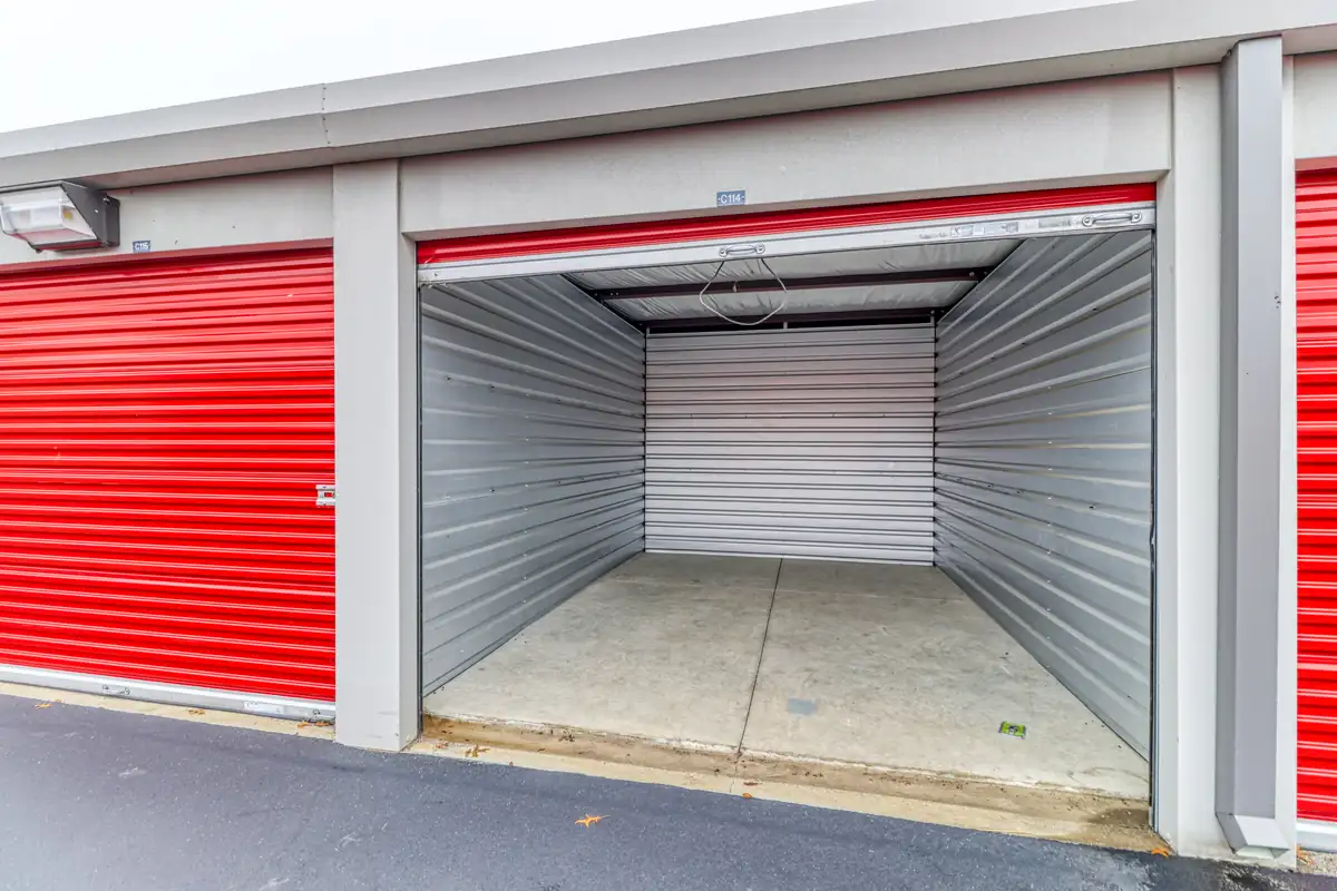 Open empty drive-up storage unit at MyPlace Self-Storage on Cumberland Avenue in West Lafayette, IN.