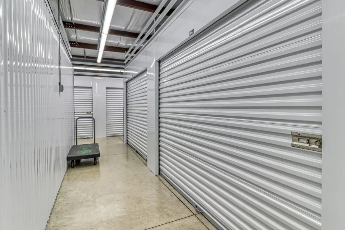 Open empty climate-controlled storage unit at MyPlace Self-Storage in West Lafayette, Indiana.