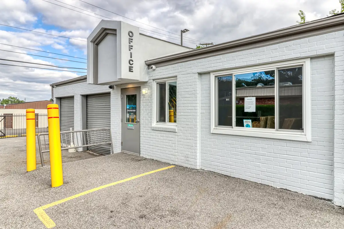 Rental office exterior at MyPlace Self-Storage on N Wayne Road in Westland, Michigan.